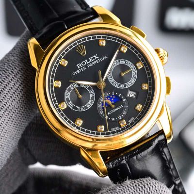 Rolex Oyster Perpetual 9100 Movement 42mm Black/Gold Face Men Watch